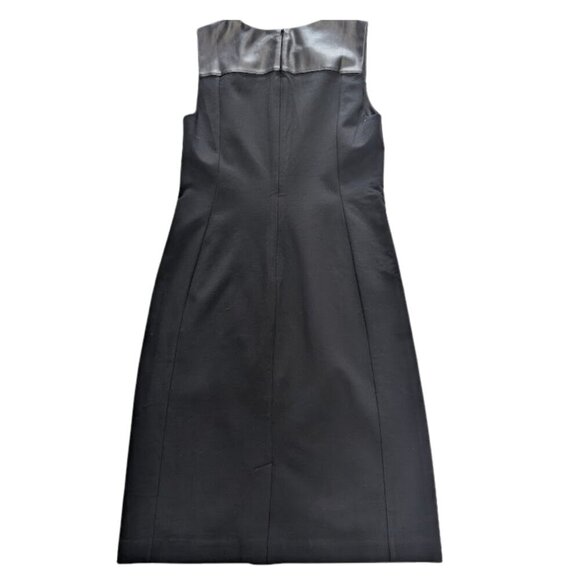 Ann Taylor Ponte Faux-Leather Yoke Classic Sheath Dress Black *SZ 4 - Picture 6 of 7